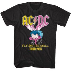 ACDC Fly on the Wall Tour 1985 T Shirt FOTW Bug Rock Concert Tour